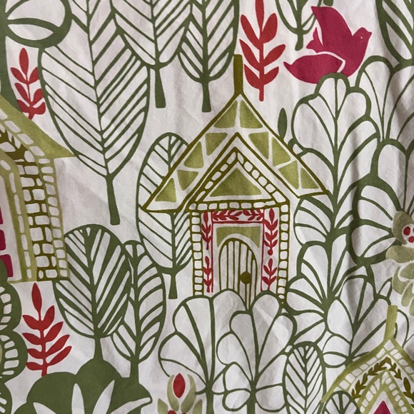 Pottery Barn Swedish House Full Queen Duvet Green Pink EC - Picture 4 of 6